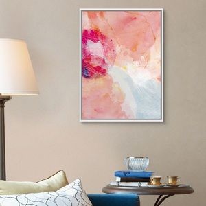 Framed Abstract Blue & Pink Canvas 22 x 30